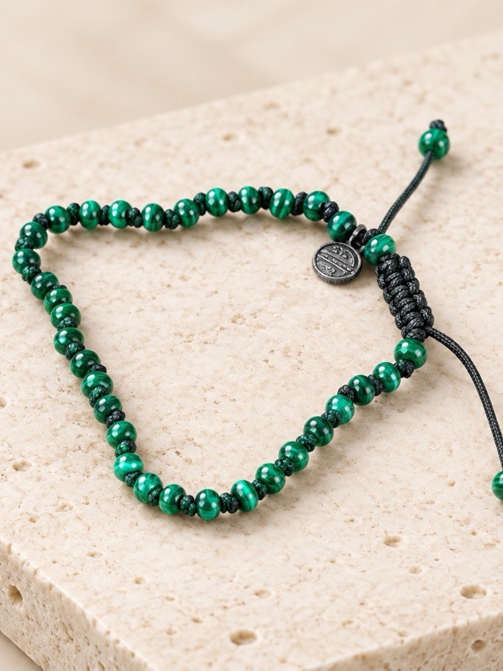 NEW Joseph Brooks Malachite Beaded Adjustable Bracelet